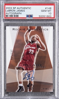 2003/04 SP Authentic #148 LeBron James Signed Rookie Card (#293/500) – PSA GEM MT 10